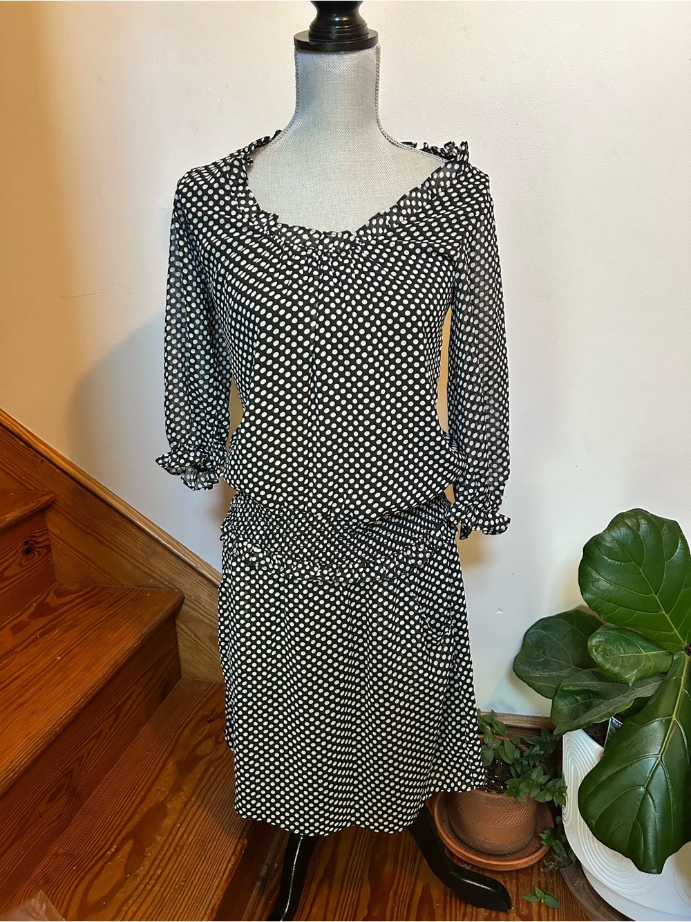 Classic Black & White Polka Dot Women's Dress